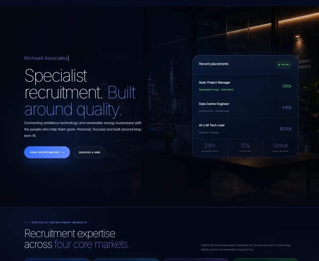 Birchwell Associates recruitment website homepage
